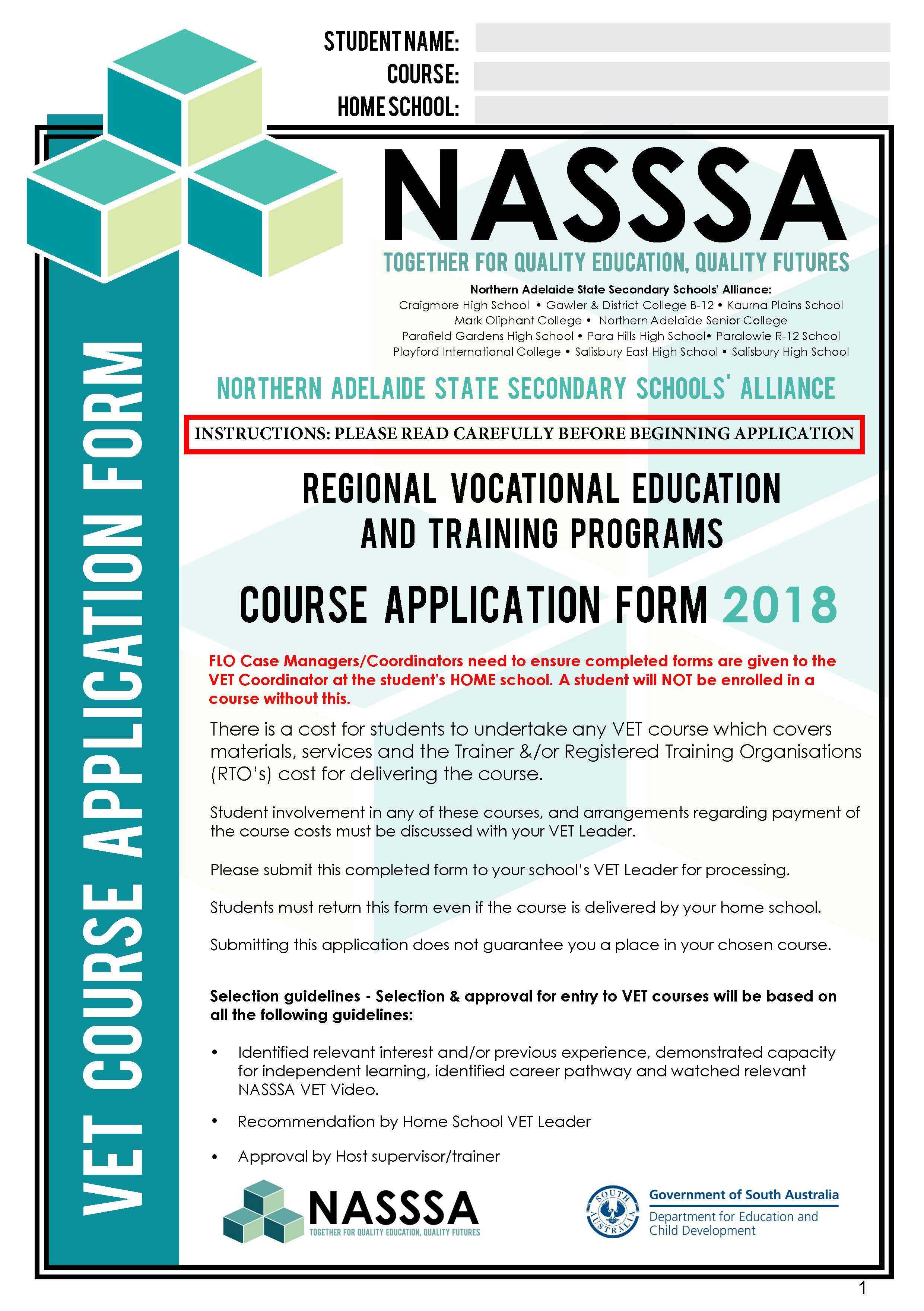 2018 NASSSA VET Course Application Form 2018 NASSSA VET Course Application Form